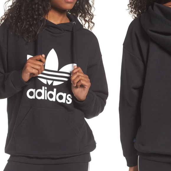 Adidas Originals Trefoil Black Hoodie Sz Small - Picture 2 of 8